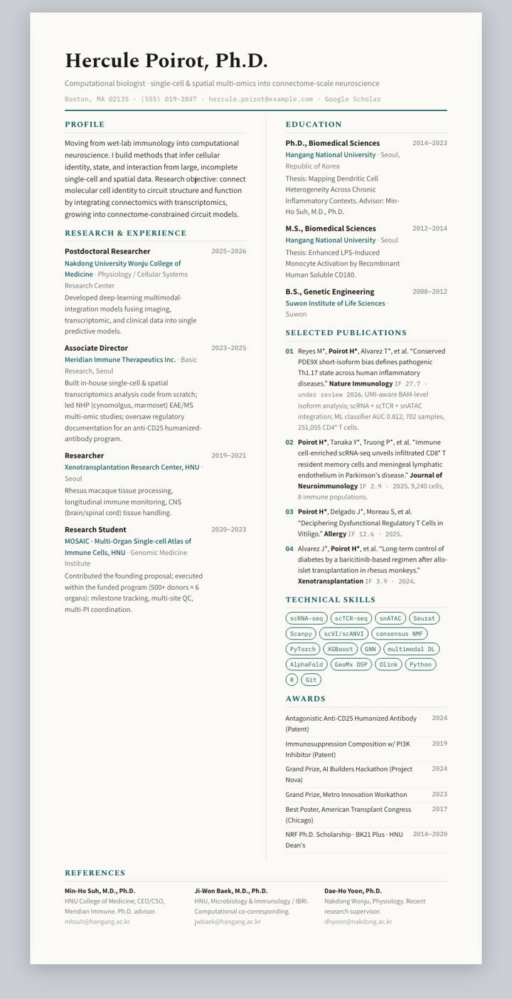 Teal Bicolumn CV template preview