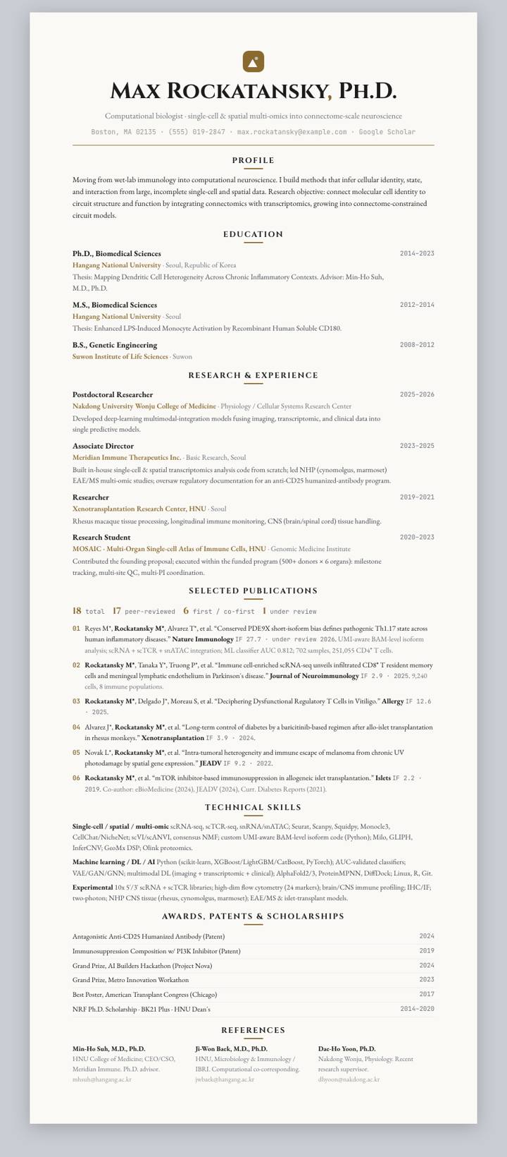 Bronze Centered CV template preview