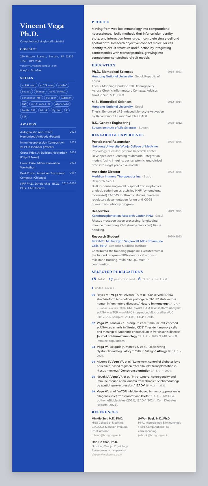 Cobalt Sidebar CV template preview