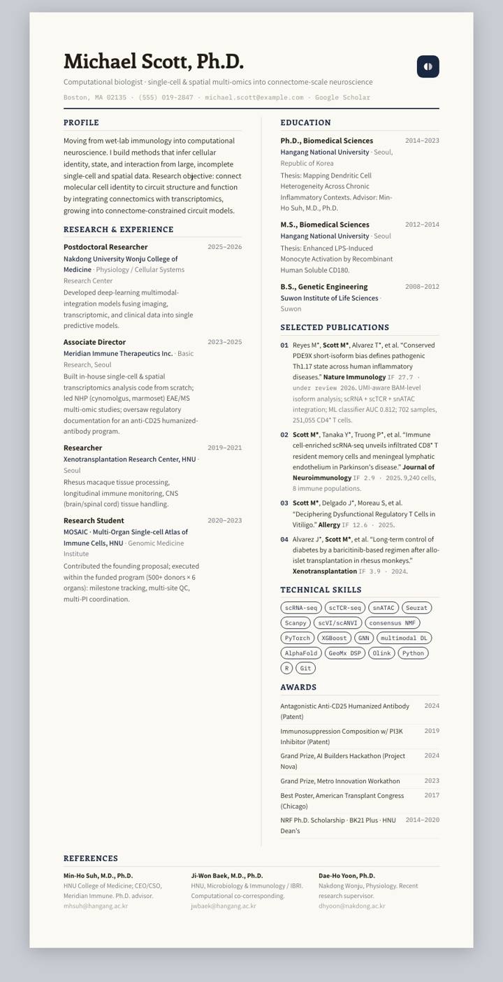 Midnight Bicolumn CV template preview