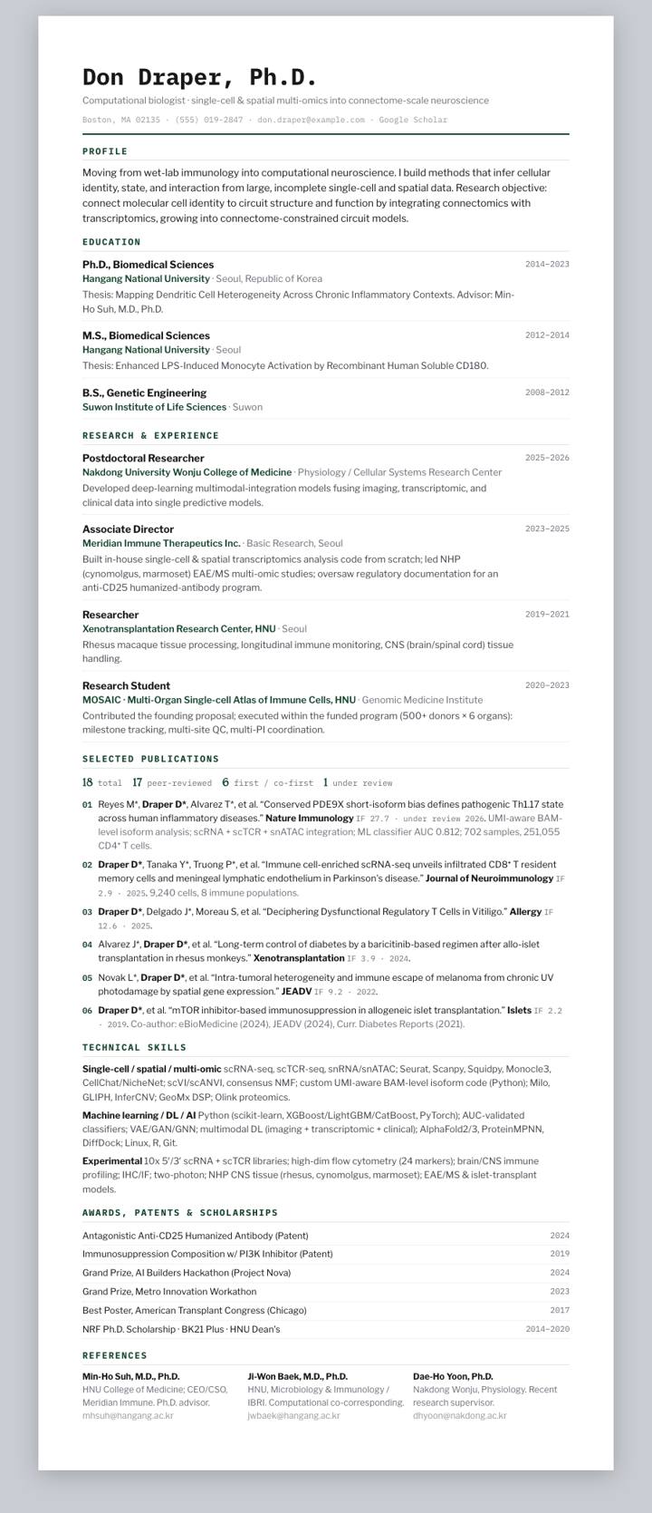 Hunter Ledger CV template preview
