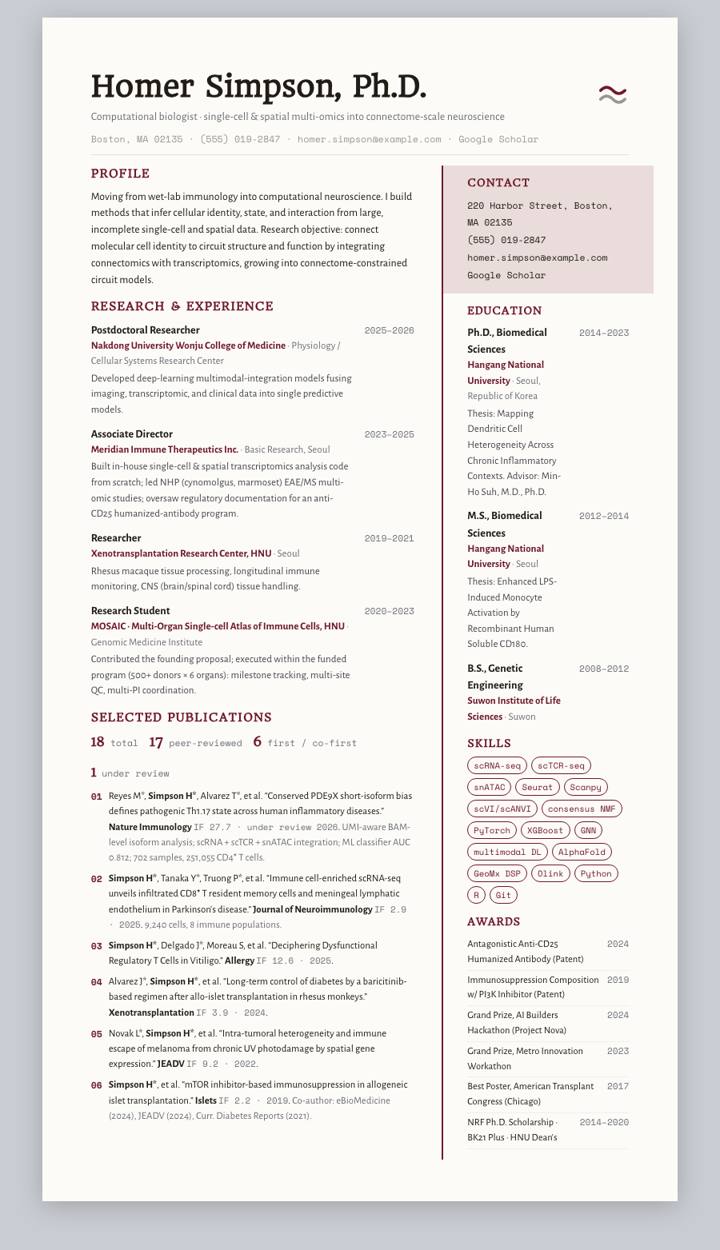 Garnet Rail CV template preview