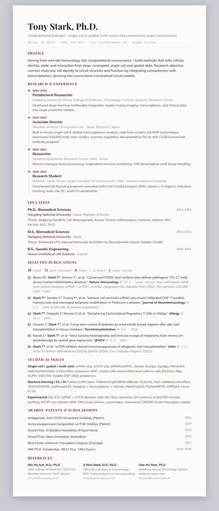 Burgundy Track CV template preview