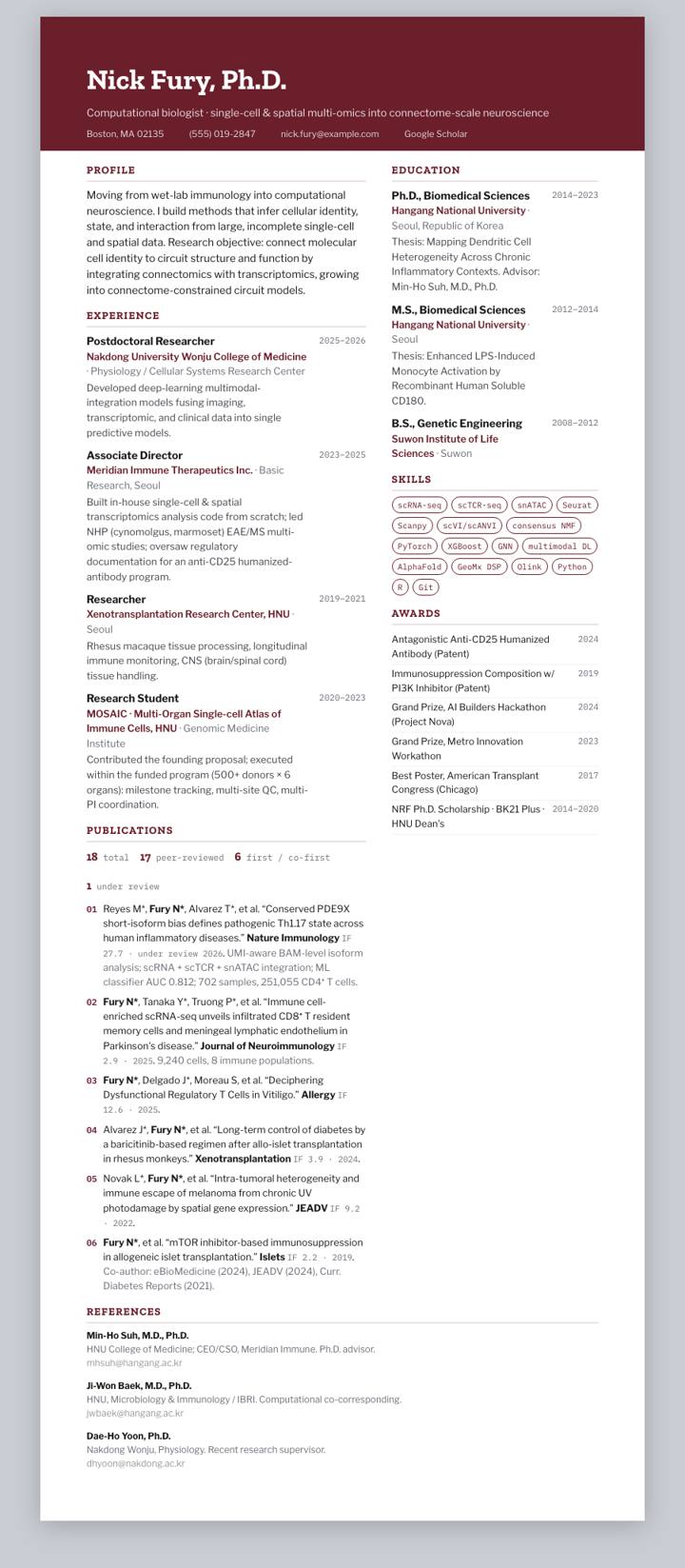 Maroon Banner CV template preview
