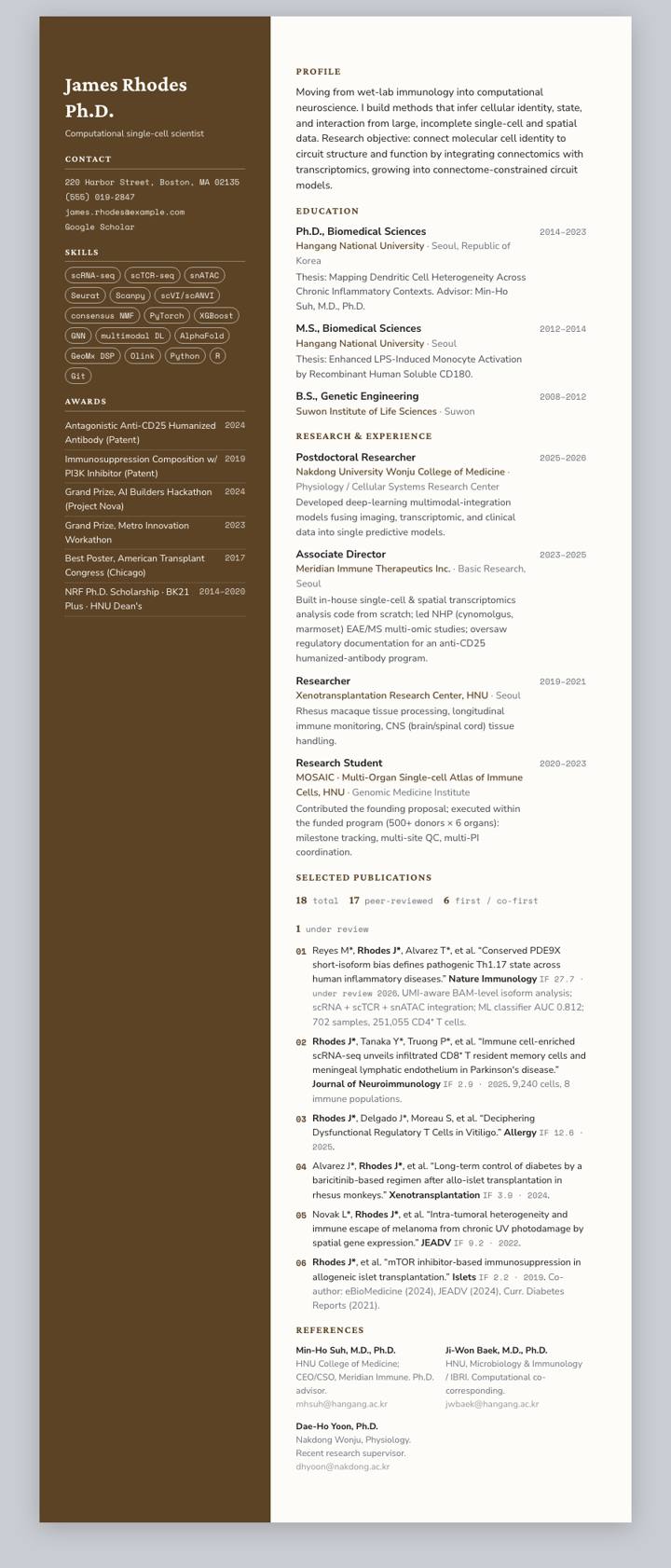 Sepia Sidebar CV template preview