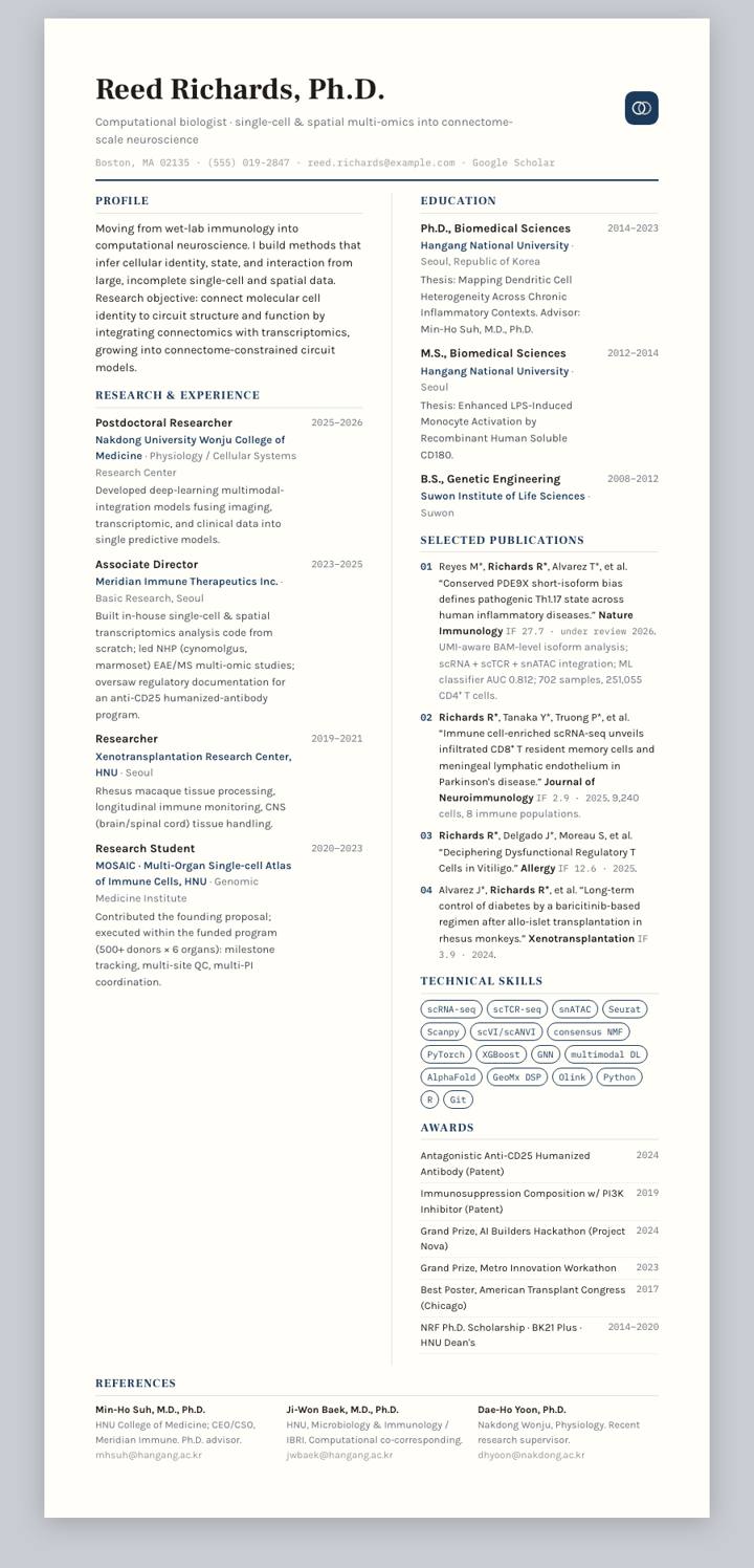 Prussian Bicolumn CV template preview