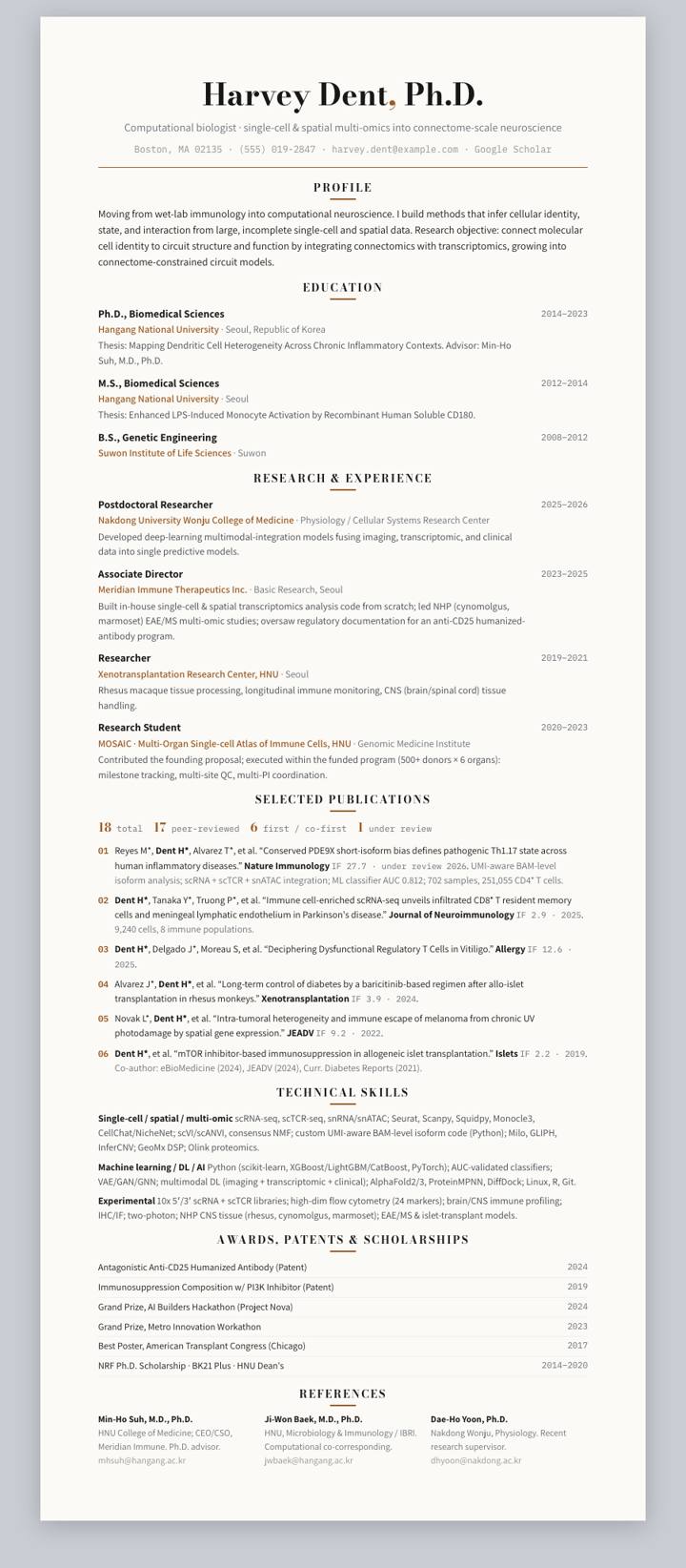 Copper Centered CV template preview