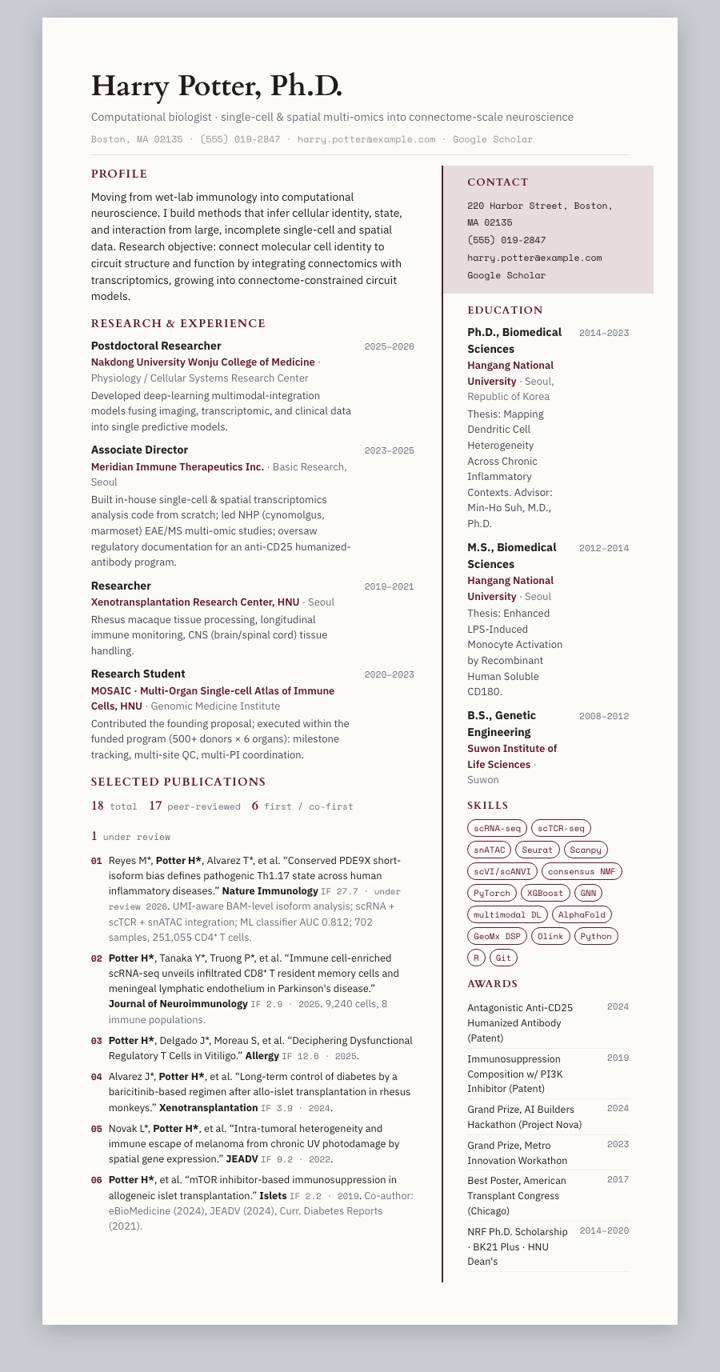 Bordeaux Rail CV template preview