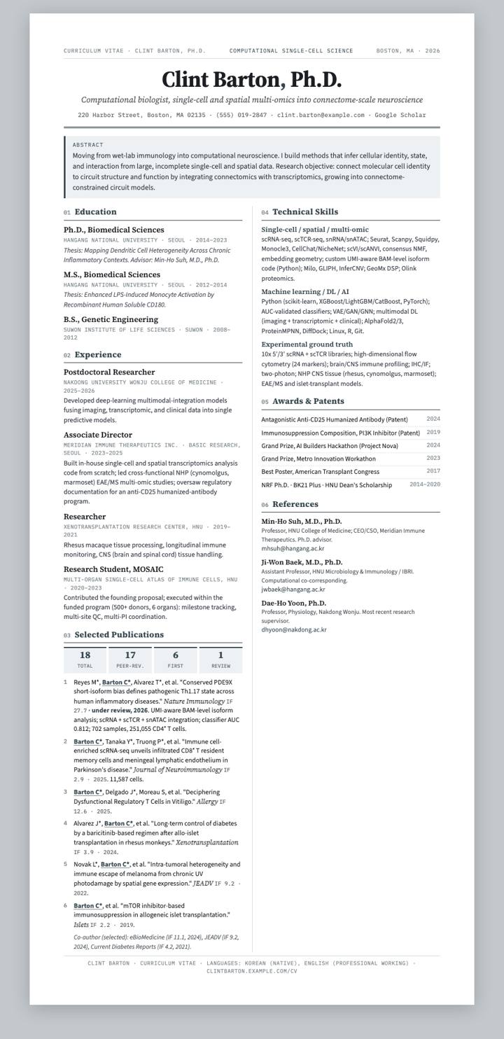 Slate Journal CV template preview