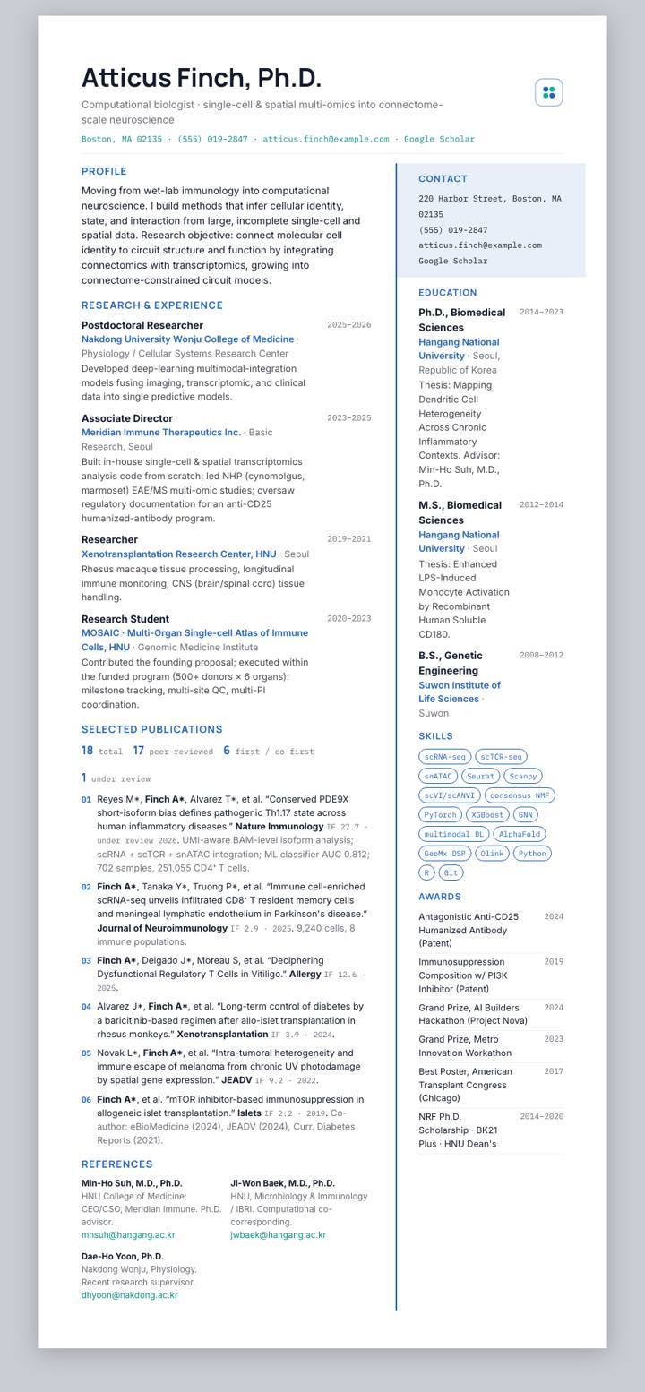 Samsung Bioepis CV template preview