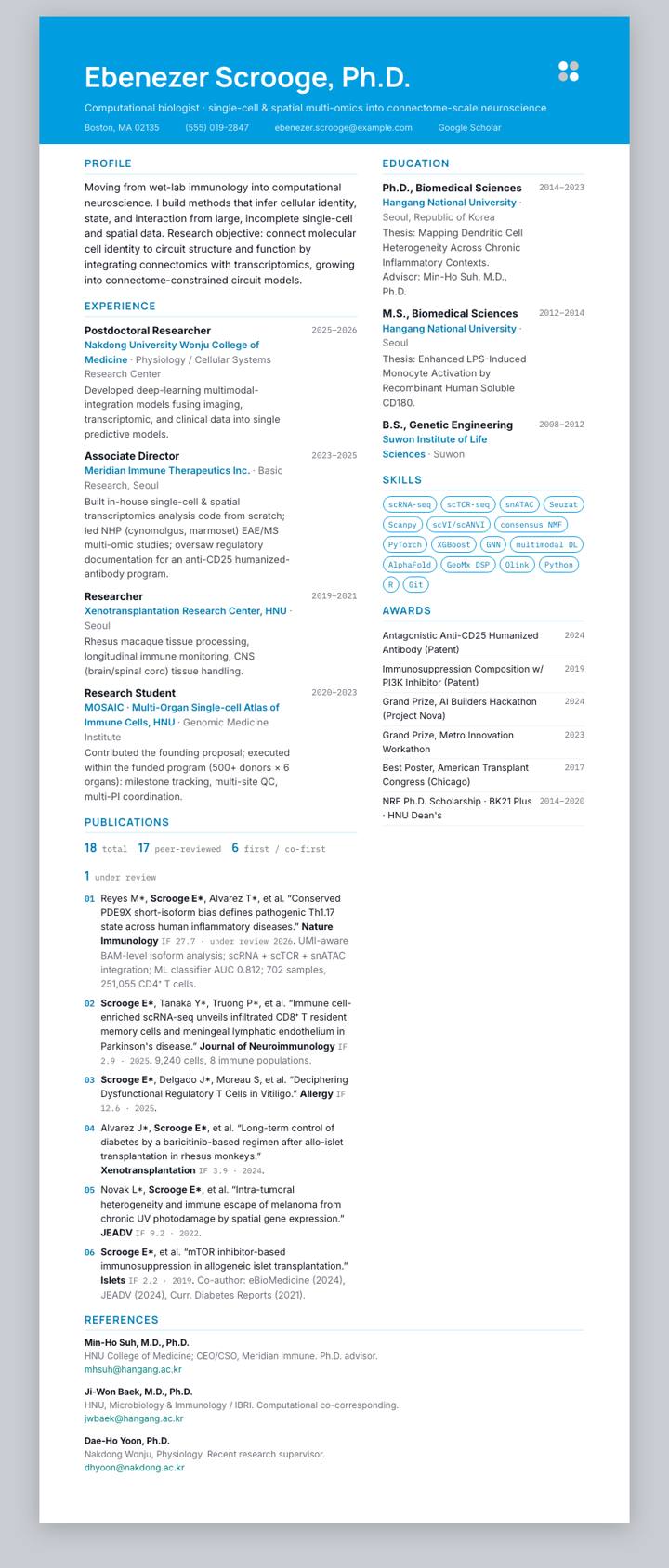 Celltrion CV template preview