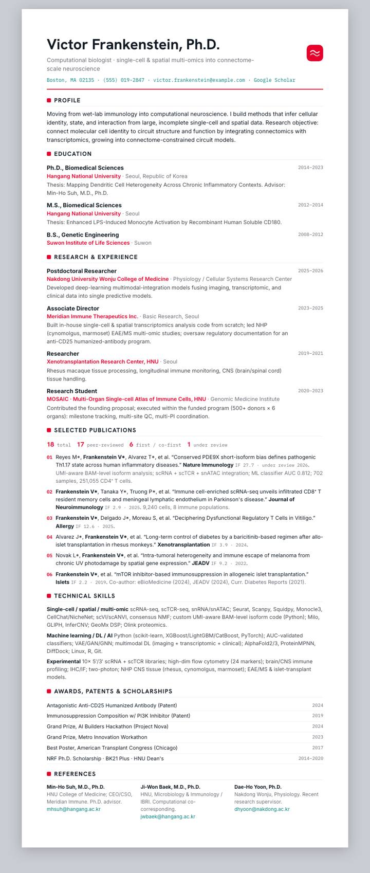 SK bioscience CV template preview