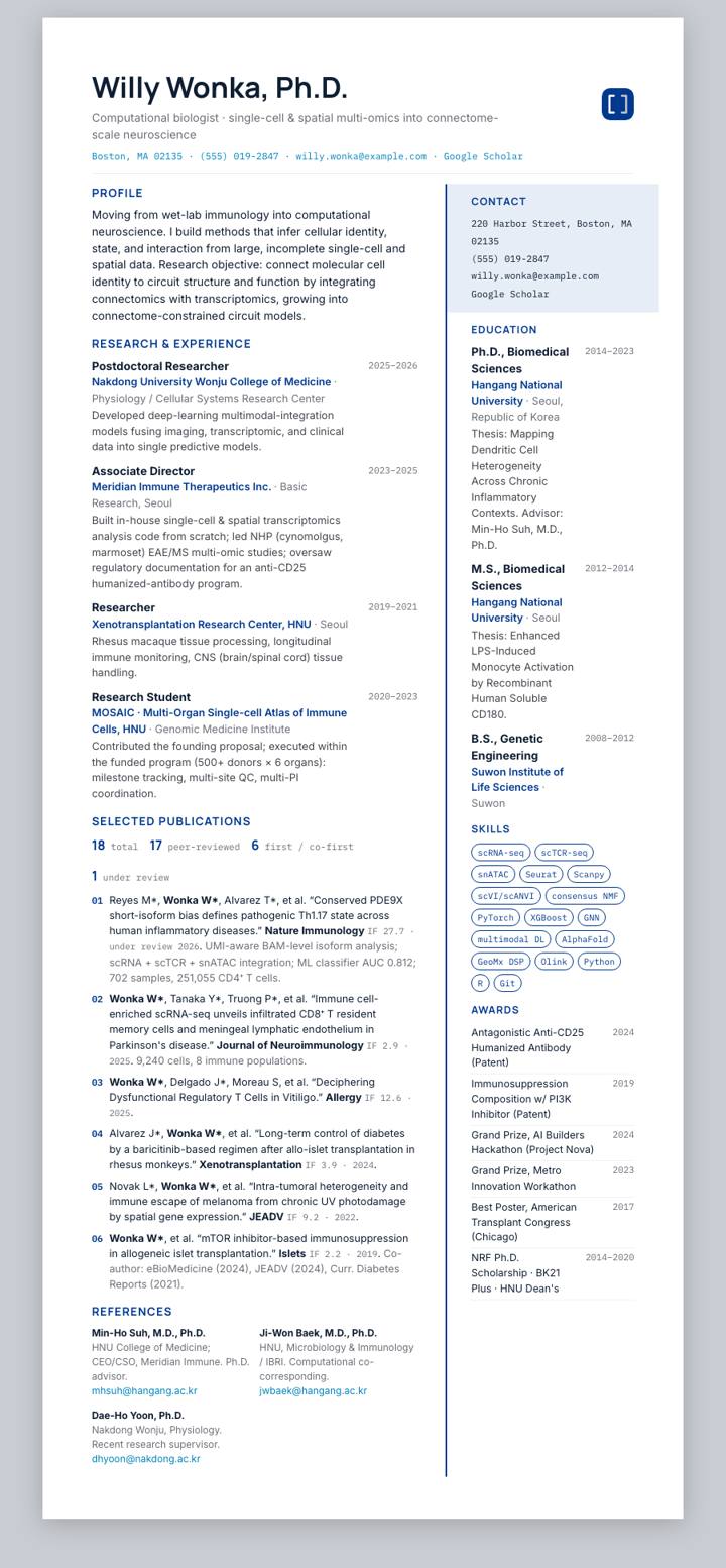 POSCO Holdings CV template preview