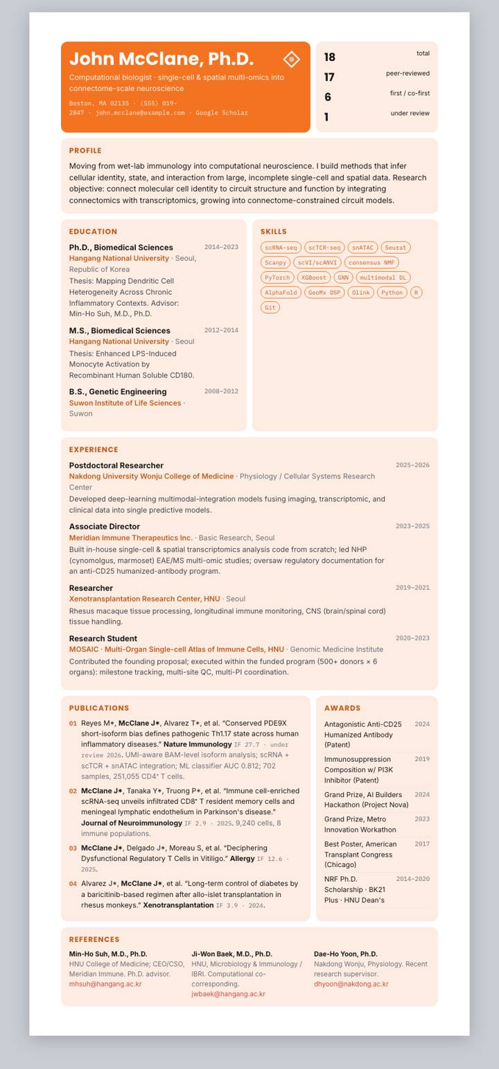 Hanwha CV template preview