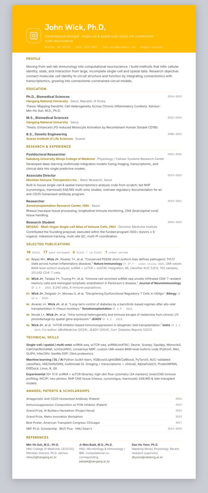 KB Financial CV template preview