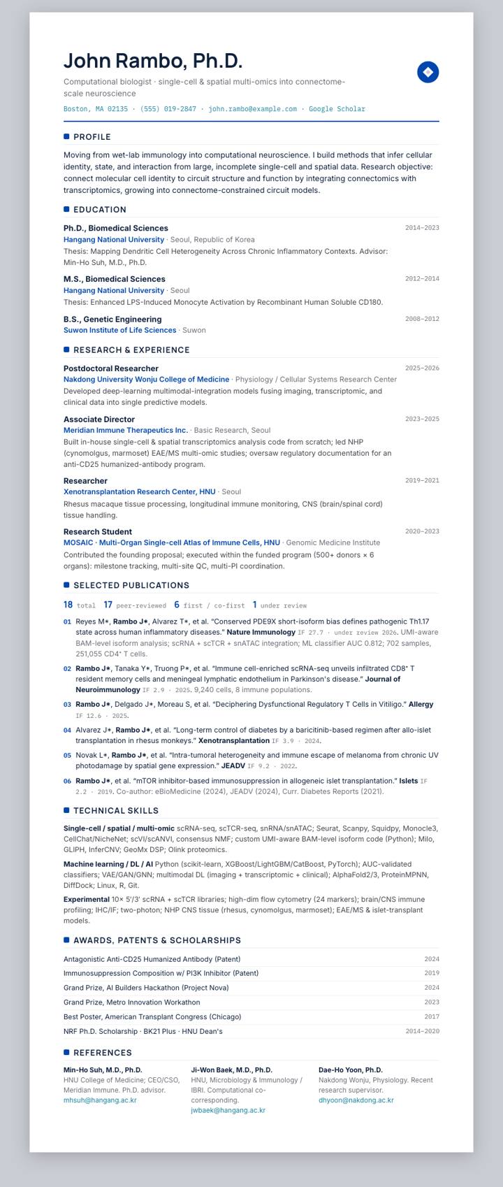 Shinhan Financial CV template preview