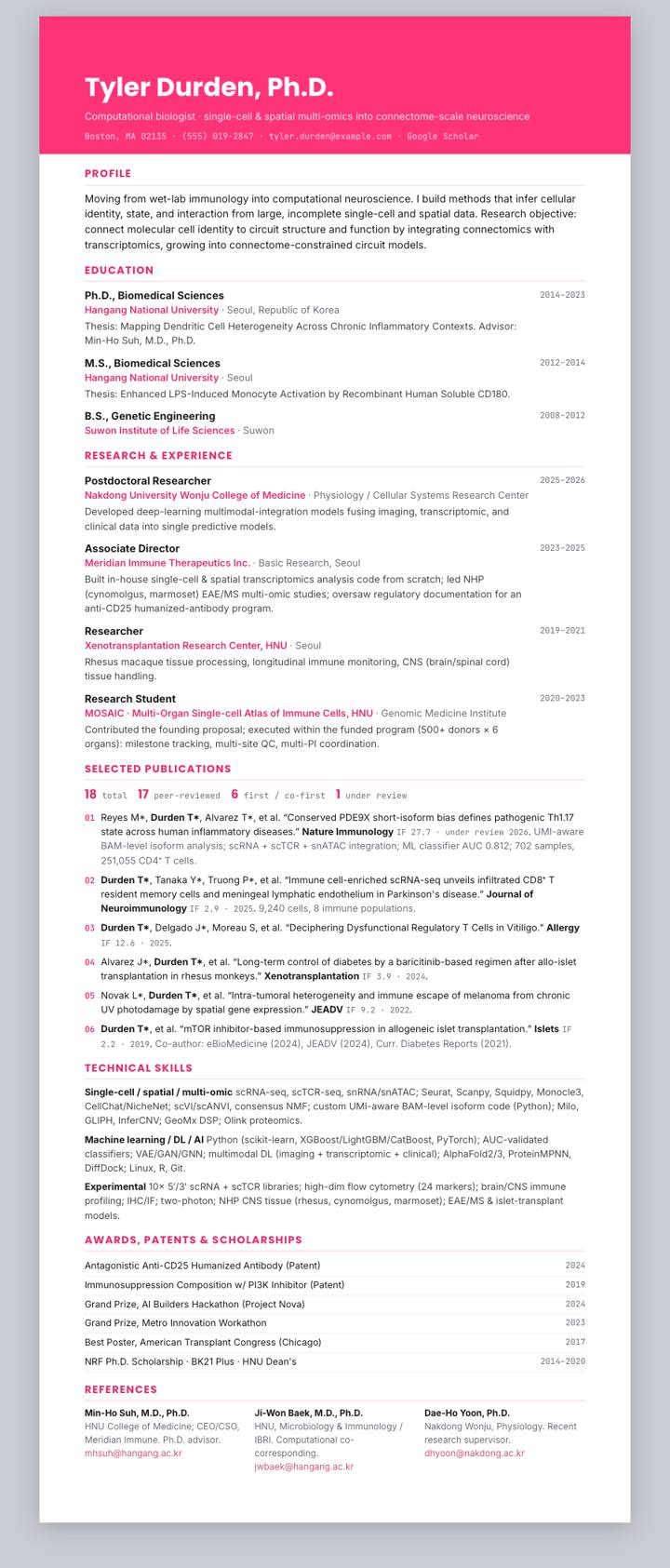 Yanolja CV template preview