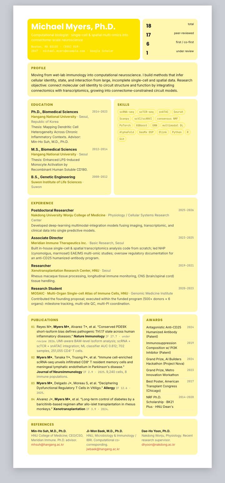 Kakao Games CV template preview