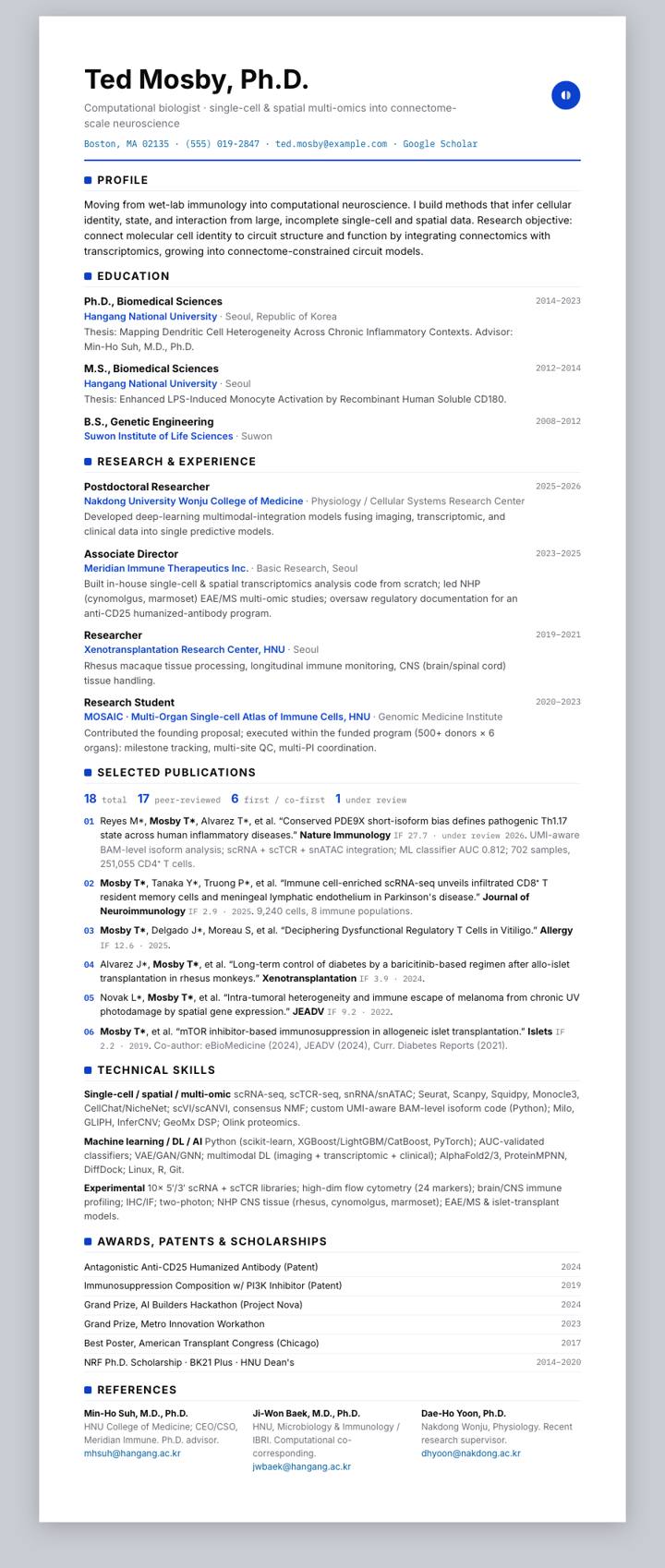 Roche CV template preview