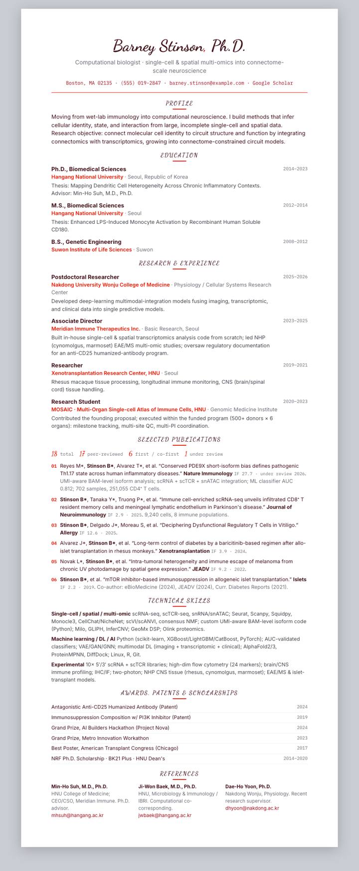 Johnson & Johnson CV template preview