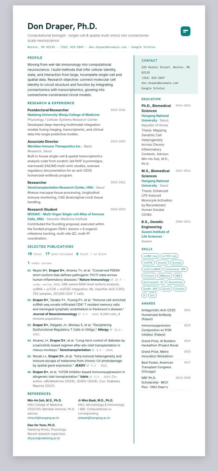 Merck (MSD) CV template preview