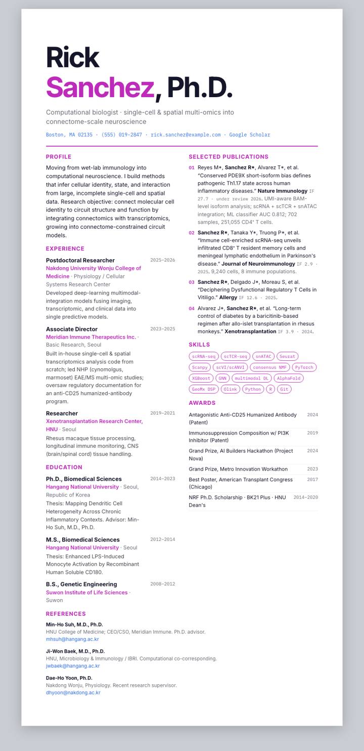 Bristol Myers Squibb CV template preview
