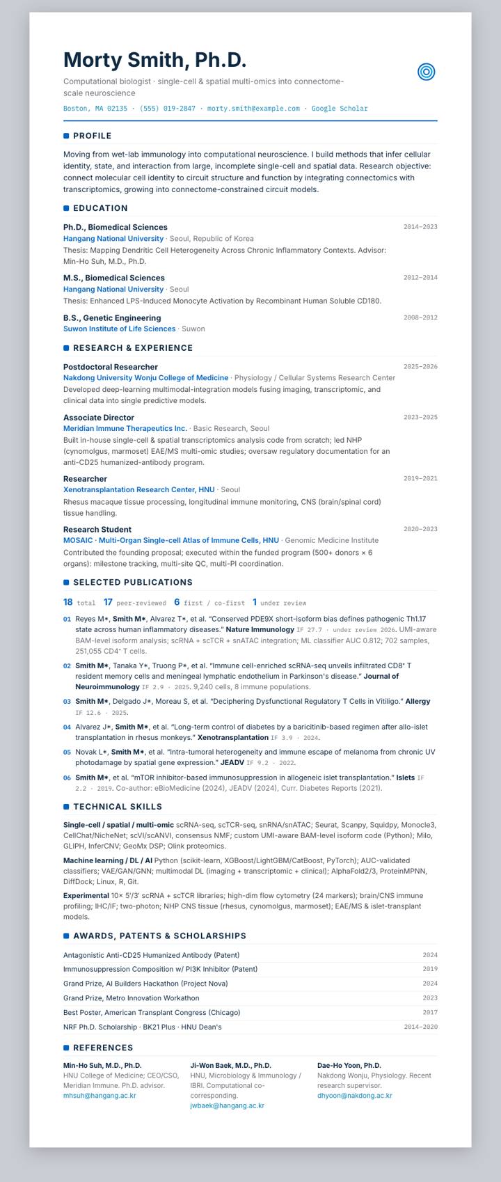 Amgen CV template preview