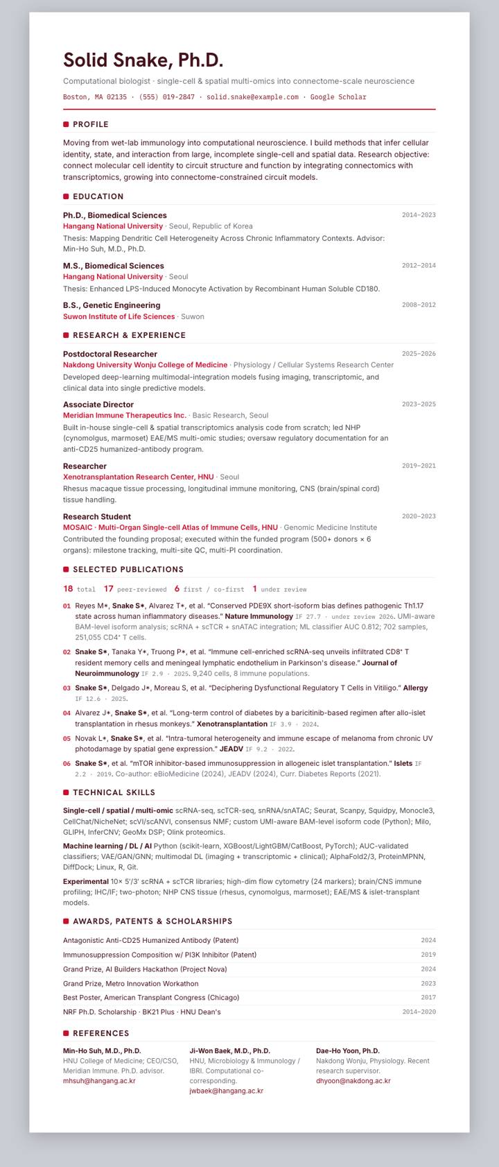 Gilead CV template preview
