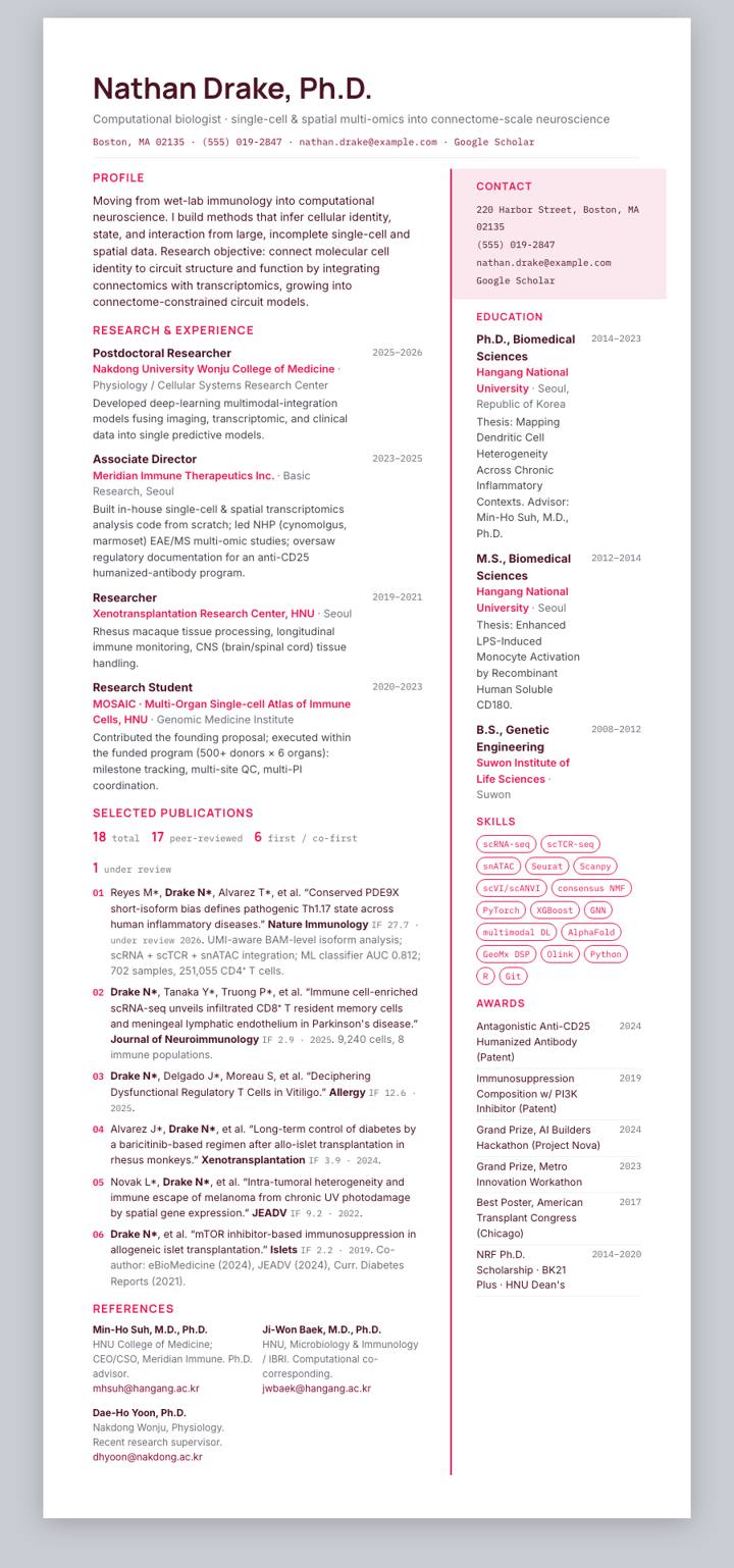 Takeda CV template preview