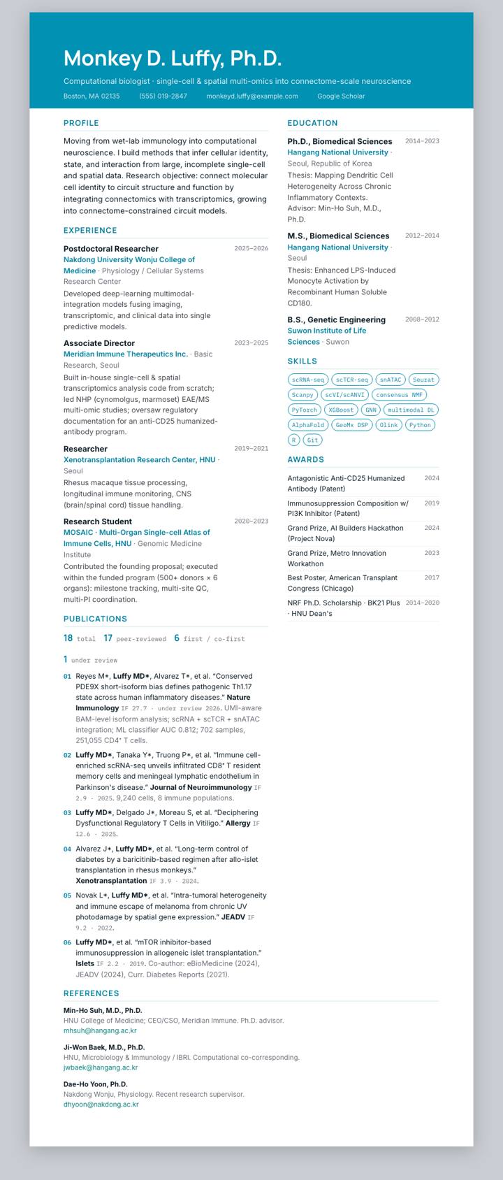 Regeneron CV template preview