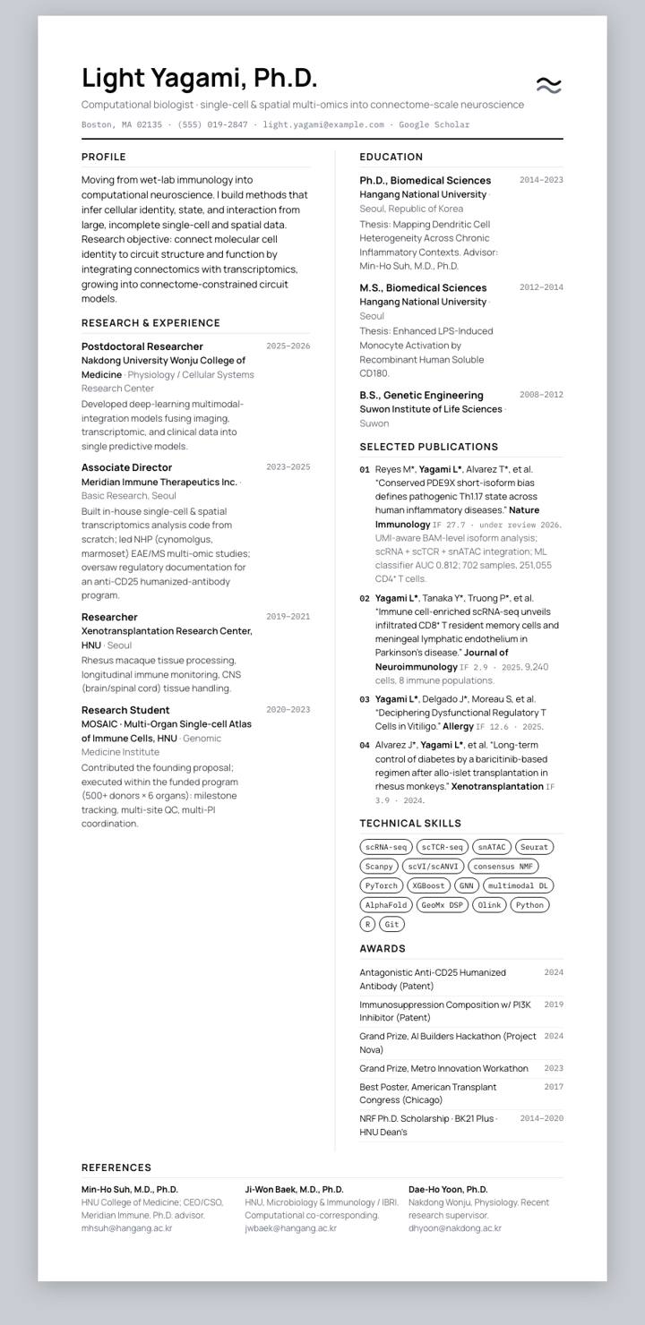 Ink Mono Bicolumn CV template preview