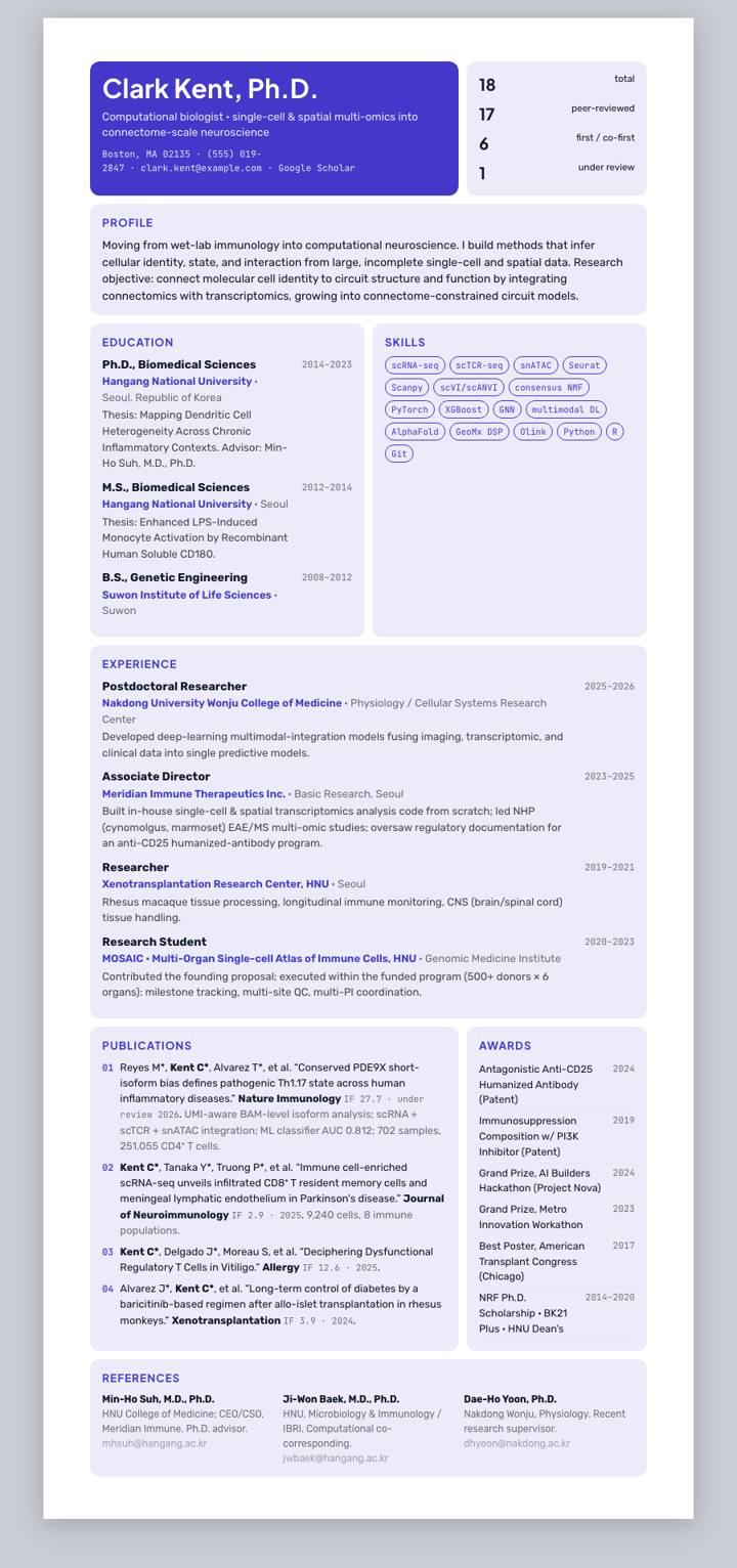 Indigo Flat Bento CV template preview