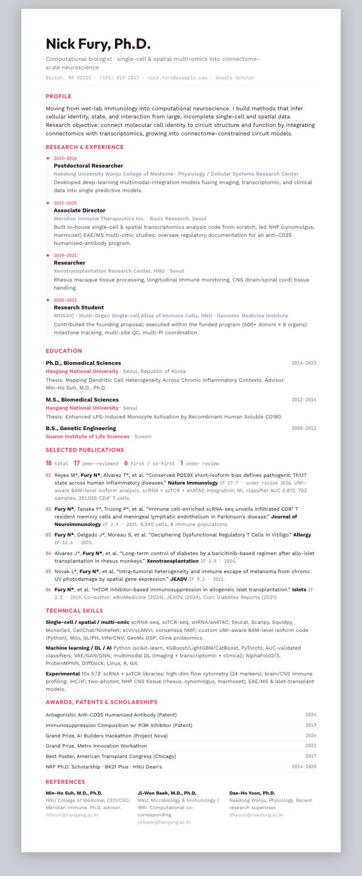 Coral Flat Track CV template preview