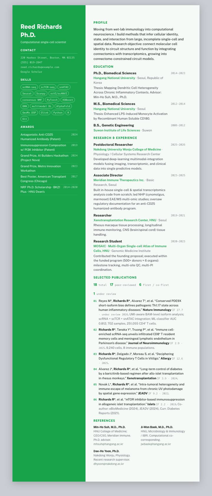 Forest UI Sidebar CV template preview