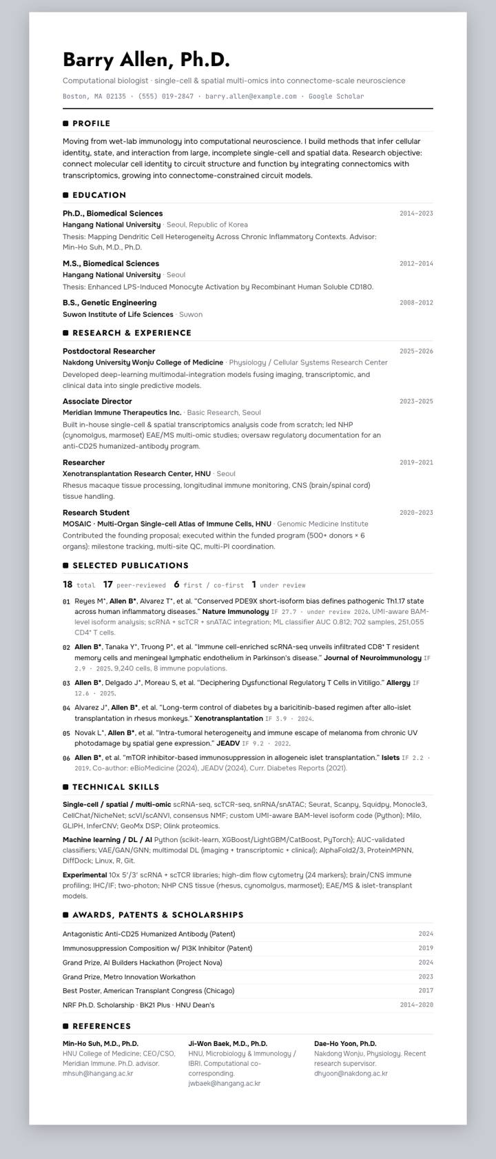 Ink Mono Rule CV template preview
