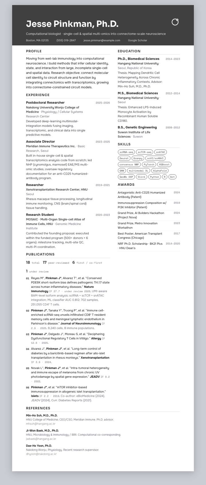 Charcoal Clean Banner CV template preview