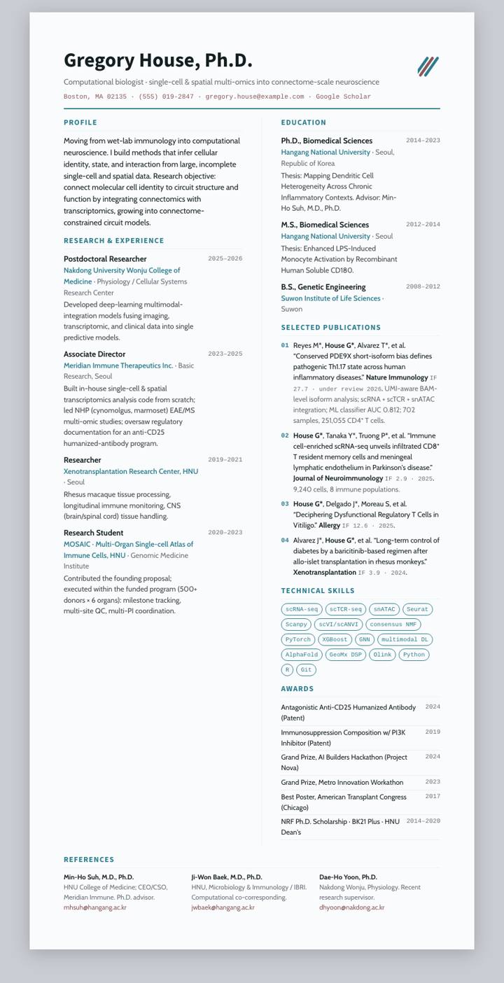 Cyan Bicolumn CV template preview