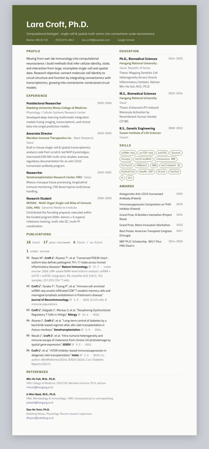 Fern Banner CV template preview