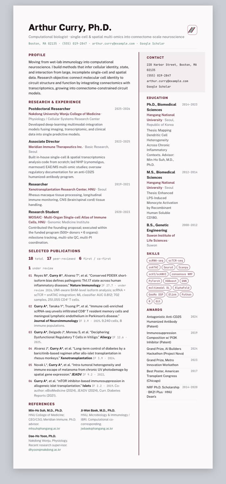 Crimson Rail CV template preview