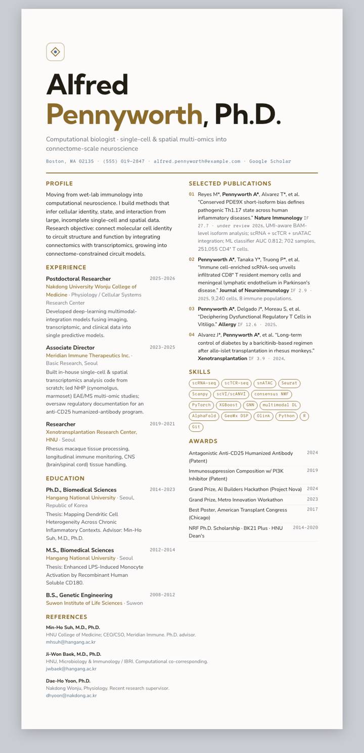 Ochre Poster CV template preview