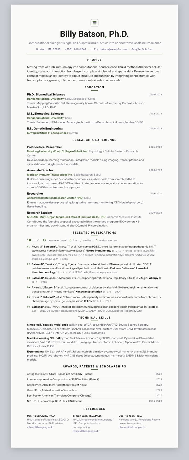 Fern Centered CV template preview