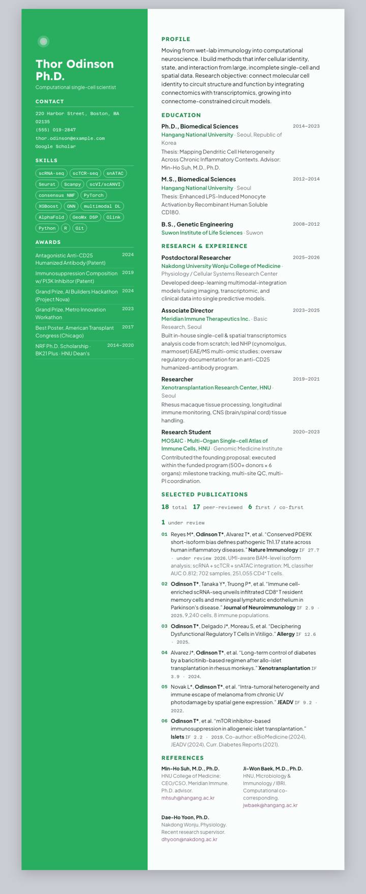 Jade Sidebar CV template preview