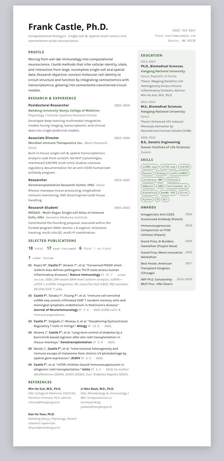 Pine Panel CV template preview
