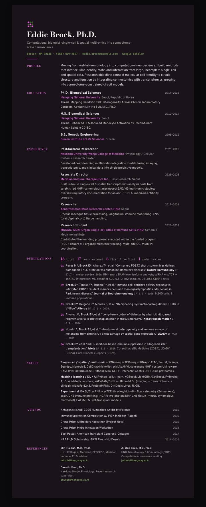 Magenta Margin CV template preview