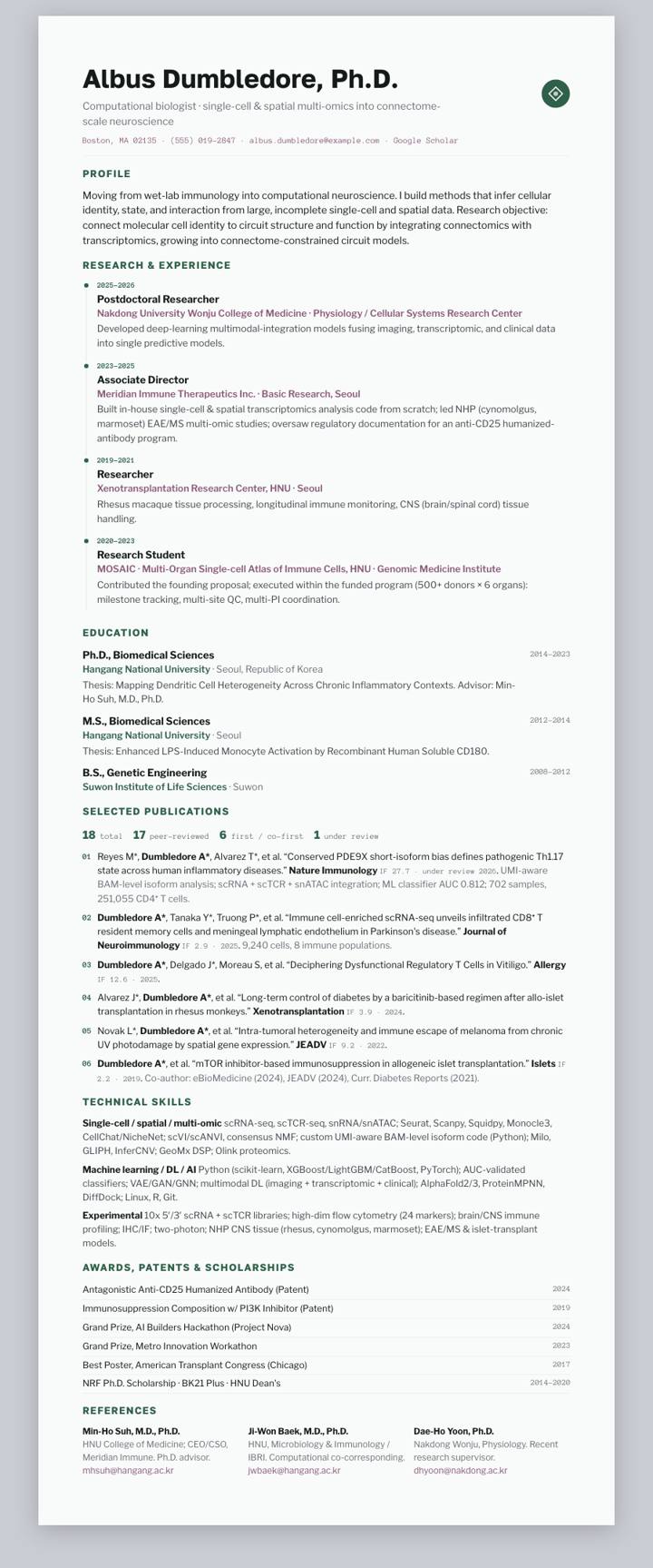 Jade Track CV template preview