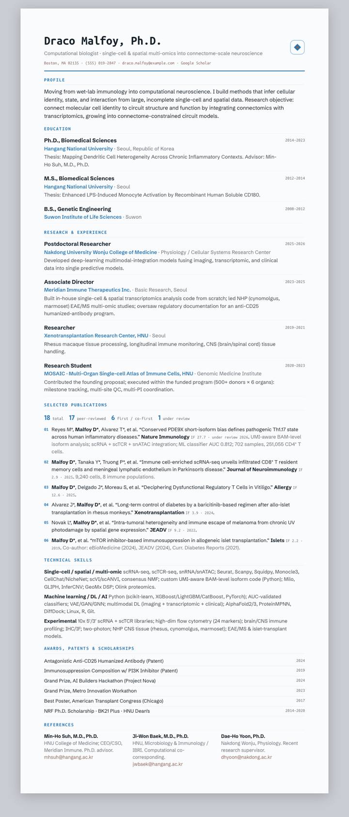 Azure Ledger CV template preview