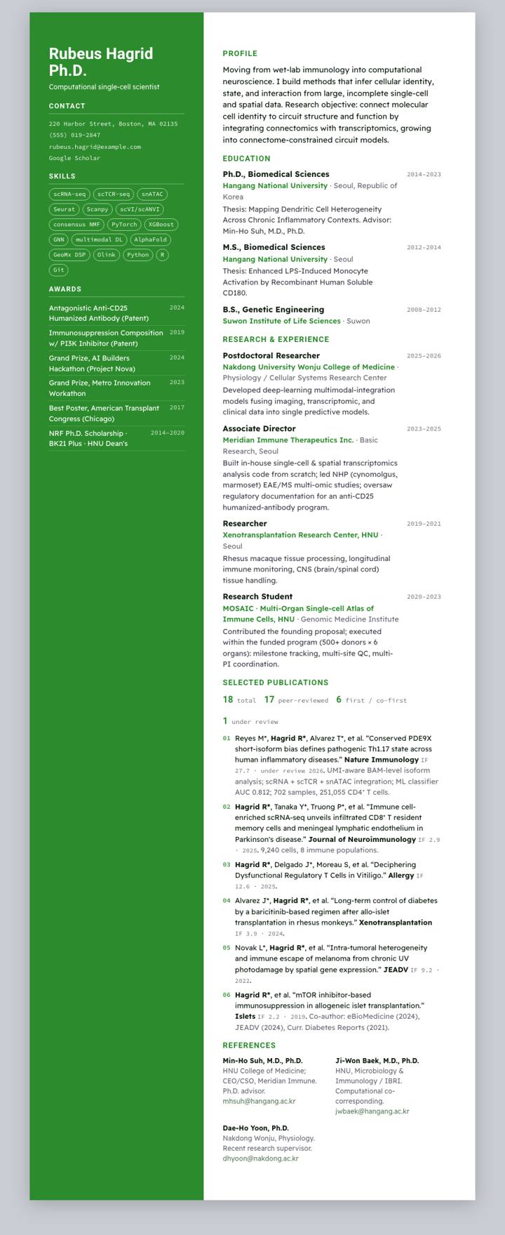 Pine Sidebar CV template preview