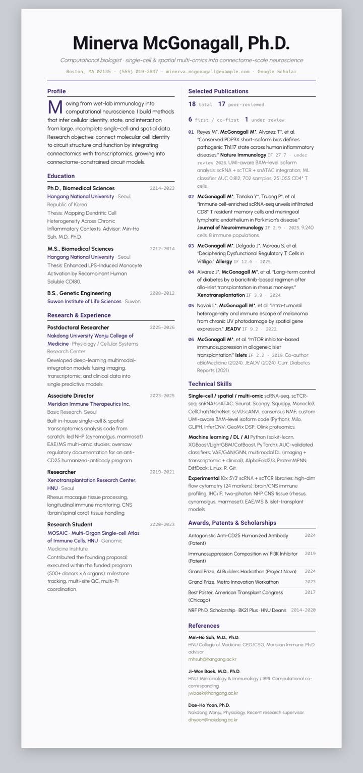 Violet Editorial CV template preview