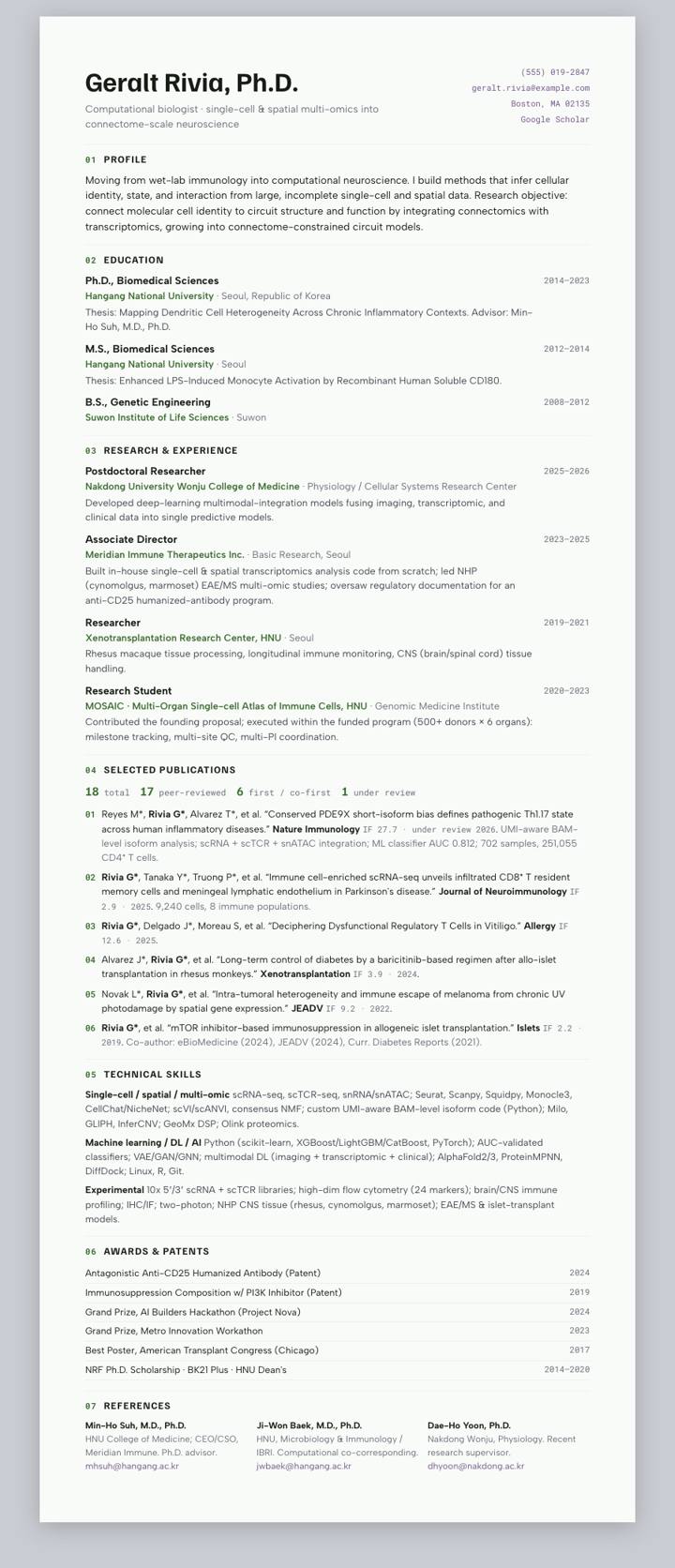 Pine Numbered CV template preview