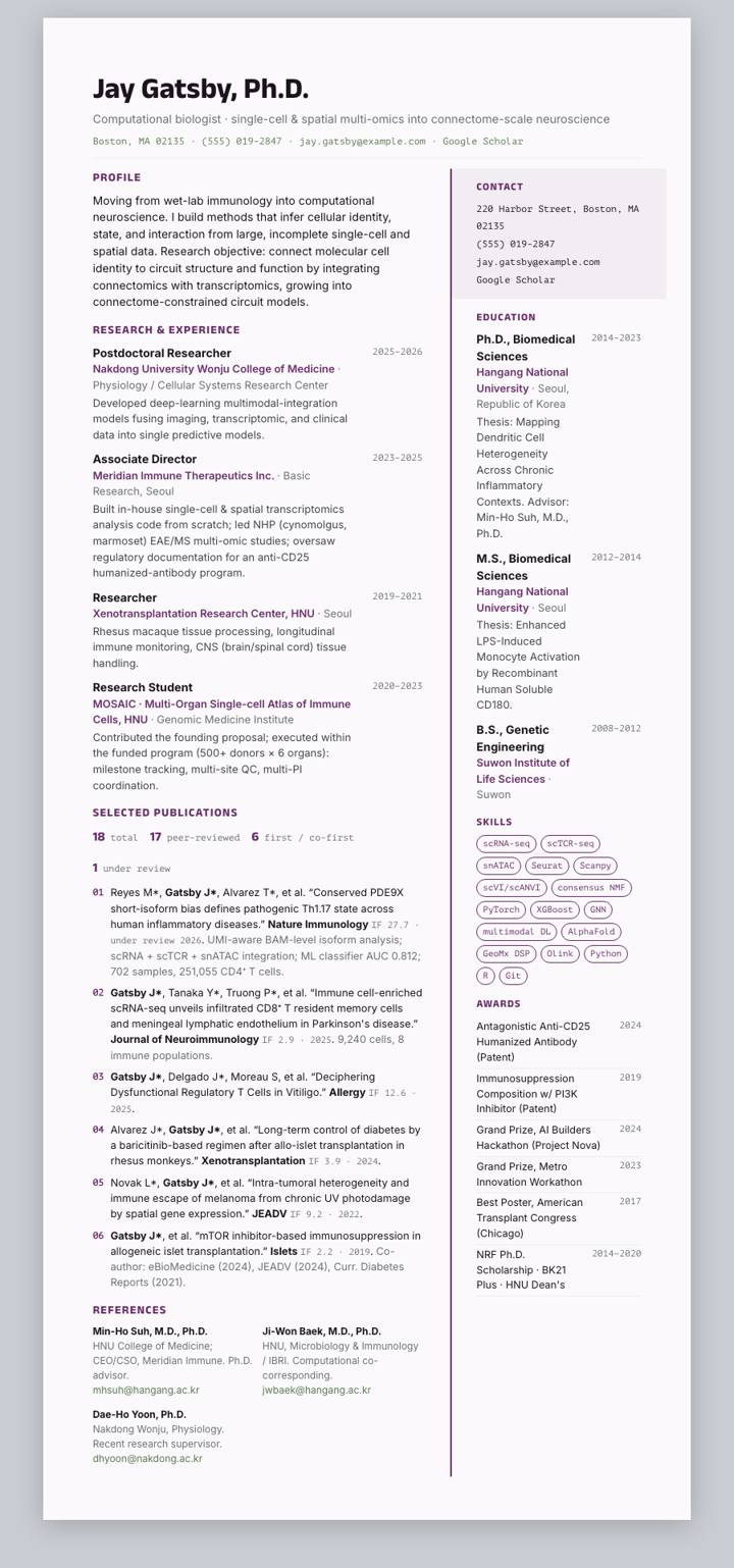 Plum Rail CV template preview